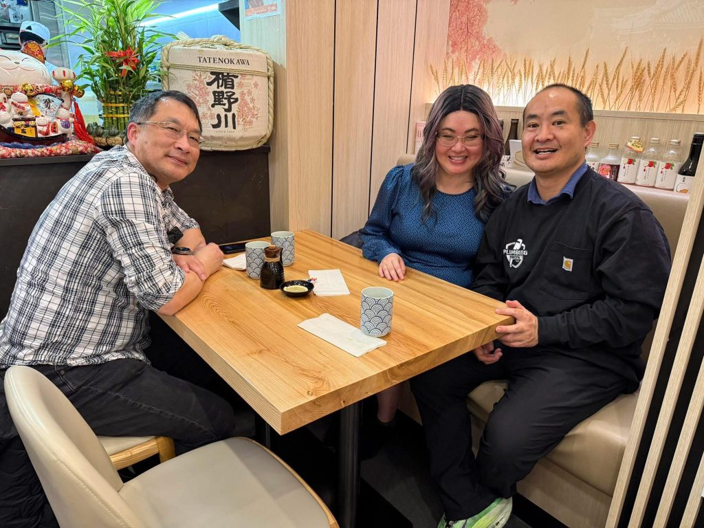 Dennis Yu, Liana Ling and Victor Ling at a Chinese restaurant for dinner